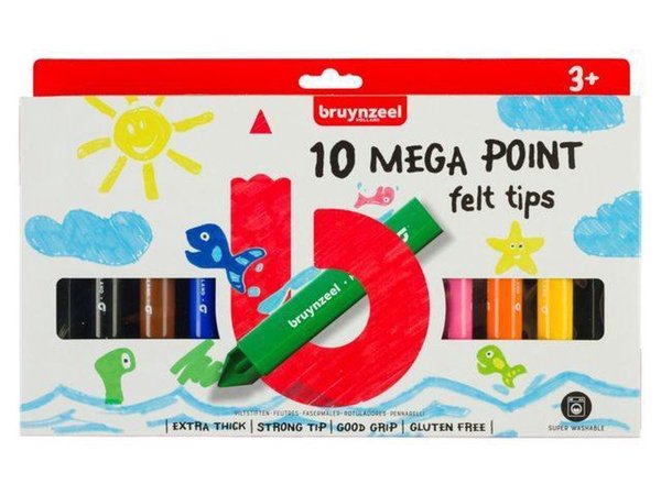 Bruynzeel Kids 10 mega viltstiften - mega points