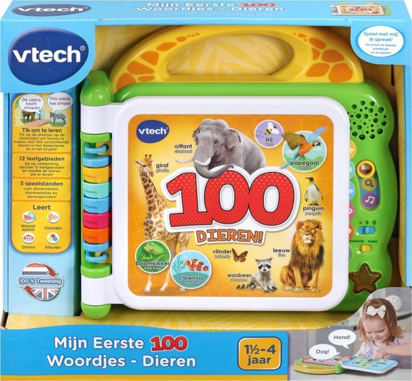 VTech Baby Mijn Eerste 100 Woordjes Dieren - Educatief Babyspeelgoed - 1.5 tot 4 Jaar