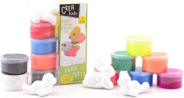 Crea Kids Foam Putty pack met 8 kleuren - johnToy