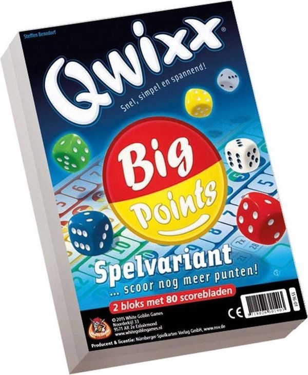 Qwixx Big Points - dobbelspel - spelvariant - 2 scorebloks met 80 scorebladen